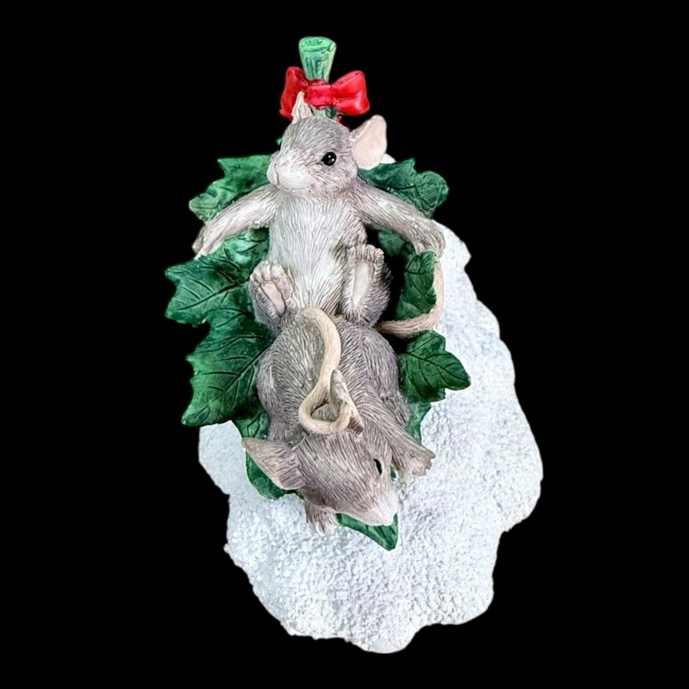 Charming Tails Flying Leaf Saucer Mouse Figurine Fitz & Floyd 4" Vtg Christmas